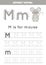 M is for mouse. Tracing English alphabet worksheet.