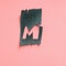M One letter green tropical leaf alphabet pink