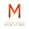 M pencil stationary orange logo letter design school