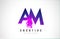 AM A M Purple Letter Logo Design with Liquid Effect Flowing
