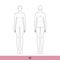 M Size Women Fashion template 9 nine head Croquis Lady model with main lines skinny body figure front back view. Vector