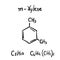 M-Xylene Molecule Formula Hand Drawn Imitation