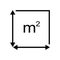M2 Square meter icon with arrows.