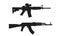 M4 carbine and kalashnikov assault rifle. weapon and army symbol. isolated vector image for military web design