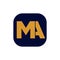 MA company name initial letters monogram. MA golden typo unit