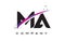 MA M A Black Letter Logo Design with Purple Magenta Swoosh