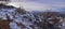 Maack Hill Sensei hiking trail views in snowy mountains, Lone Peak Wilderness Wasatch Rocky Mountains, Utah.