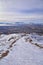 Maack Hill Sensei hiking trail views in snowy mountains, Lone Peak Wilderness Wasatch Rocky Mountains, Utah.