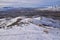 Maack Hill Sensei hiking trail views in snowy mountains, Lone Peak Wilderness Wasatch Rocky Mountains, Utah.