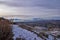 Maack Hill Sensei trail snowy mountain valley views in Lone Peak Wilderness Wasatch Rocky Mountains, Utah.