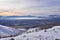 Maack Hill Sensei trail snowy mountain valley views in Lone Peak Wilderness Wasatch Rocky Mountains, Utah.