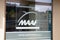 maaf sign chain and text logo front windows office store entrance french insurance