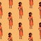 Maasai african people in traditional clothing happy person background seamless pattern families vector illustration.