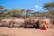 Maasai huts in their village in Tanzania, Africa