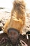 Maasai man, warrior, male lion mane on head, Tanzania