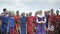 Maasai warriors chanting and dancing