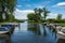 Maasdam, South Holland, The Netherlands - Recreation vessels at the pleasure harbor of a creek