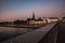 Maastricht with a view on the Ridder beer brewery during sunset with an amazing sky full of color