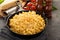 Mac and cheese in a cast iron pan