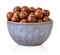 Macadam nuts in bowl with clipping path