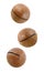 Macadamia nuts whole three, fall, fly, soaring, isolated on a white background with clipping path. Full depth of field