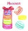 Macaron colorful cookies set isolated on white hand painted watercolor illustration