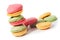 Macaron cookies on white