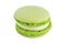 Macaron mint green biscuits, on white background