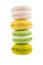 macaron tower of dessert biscuit biscuits, on white