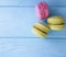 Macaron wooden background sweet cake pastelgastronomy