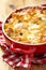 Macaroni with cheese, chicken and mushrooms