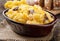 Macaroni with cheese, chicken and mushrooms