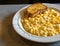 Macaroni and cheese with garlic bread