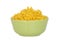 Macaroni and cheese in green bowl