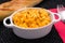 Macaroni and Cheese White oval casserole