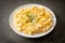 Macaroni creamy corn cheese on plate