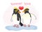 Macaroni penguin lover and red heart
