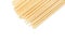 Macaroni unprepared raw rope tied spaghetti from durum wheat handmade isolated on white background