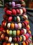 Macarons colorful on a cakestand