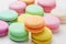 Macarons. Colorful French Macaroons Close Up