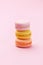 Macarons. Colorful Macaroons On Pink Background