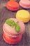 Macarons with different colors and flavors