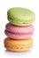 macarons, french confection of egg whites, icing sugar, granulated sugar, ground almonds and food coloring.