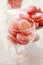 Macarons glass bowl on white background