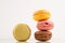 Macarons Pile, Colorful Stack of Macarons, isolated on white background, modern design, cool