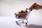 Macarons in shopping cart