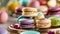 macarons - is a sweet meringue-based confection made with egg white, icing sugar, granulated sugar, almond mea