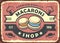 Macarons vintage sign with delicious cookies