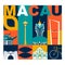 Macau branding technology concept vector illustration