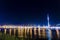 macau bridge at night